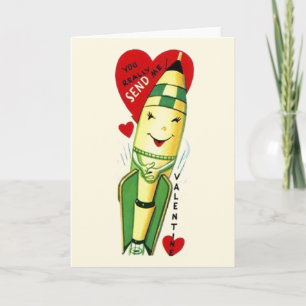Retro Rocket Ship Valentine's Day Card