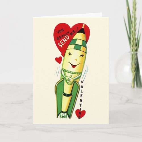 Retro Rocket Ship Valentines Day Card