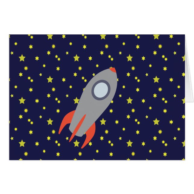 Retro Rocket Ship with Star Pattern Background Cards (Front Horizontal)
