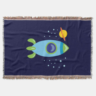 Retro Rocket Throw Blanket