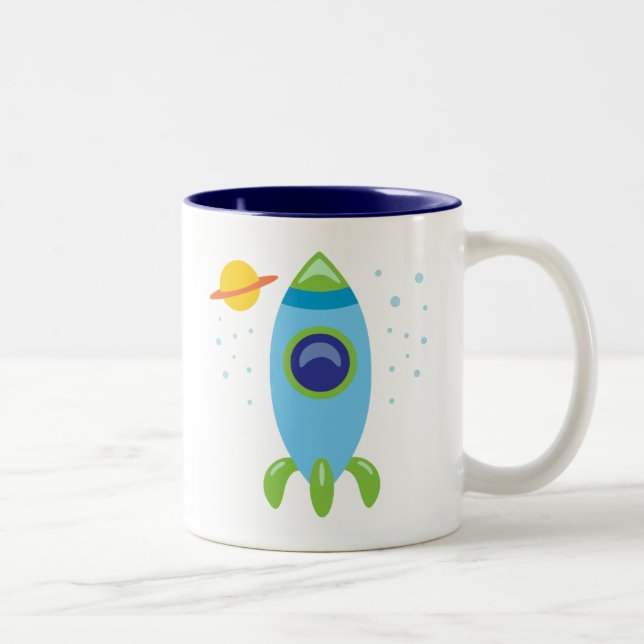 Retro Rocket Two-Tone Coffee Mug (Right)