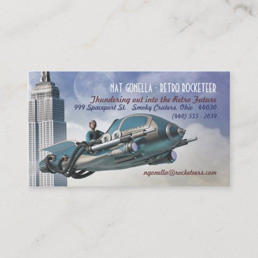 Customizable Retro Rocketeer Business Cards