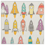retro rockets eggshell fabric