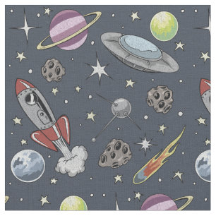 Retro Rockets Fabric