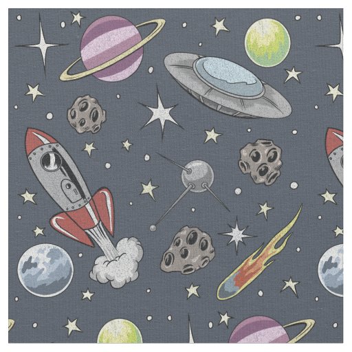 Retro Rockets Fabric