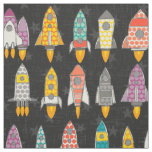 retro rockets graphite fabric