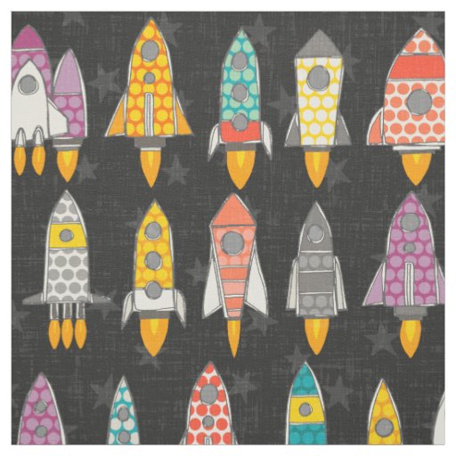 retro rockets graphite fabric