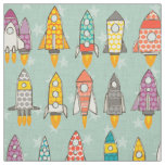 retro rockets mint fabric