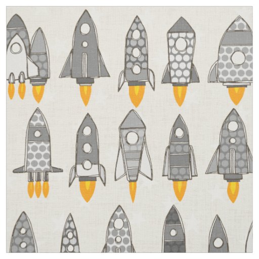 retro rockets mono fabric