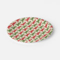 Retro Rockets Pattern in Christmas Red and Green Paper Plates | Zazzle