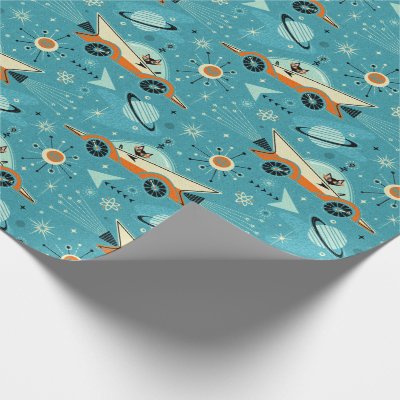 Retro Rockets Racers - Space Cats ©studioxtine Wrapping Paper