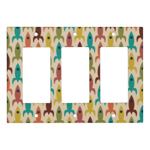 Retro Rockets Space Age Midcentury Rocket Pattern Light Switch Cover