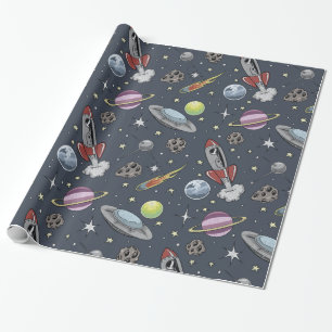 Retro Rockets Wrapping Paper