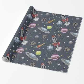 Retro Rockets Wrapping Paper by Atomic_Gorilla at Zazzle