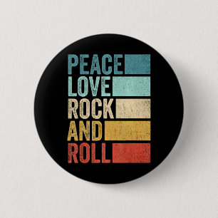 Retro Rocknroll Music Peace Love Rock And Roll Button