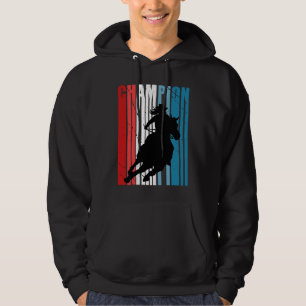 Retro Rodeo Champion Cowgirl on Horse Riding Patri Hoodie