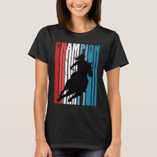 Retro Rodeo Champion Cowgirl on Horse Riding Patri T-Shirt