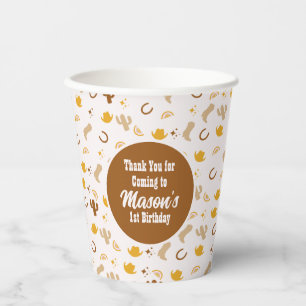 Retro Rodeo Cowgirl Cowboy Bohemian Birthday Paper Cups