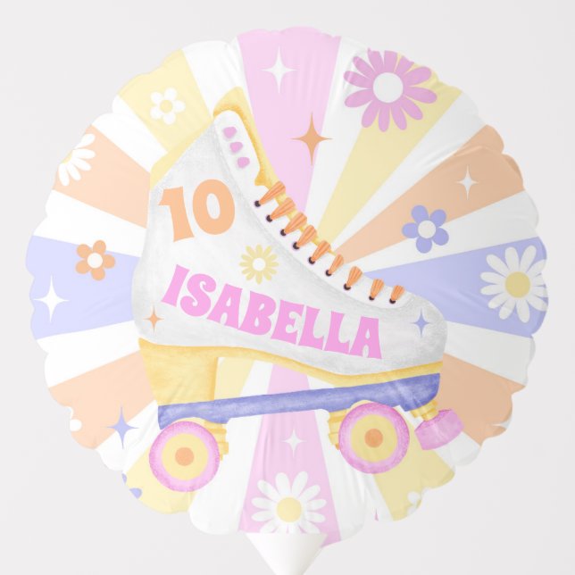 Retro Roller Rink Birthday Party Balloon (Front)