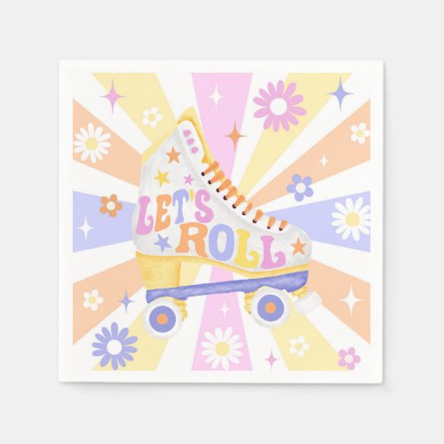 Retro Roller Rink Birthday Party Napkins