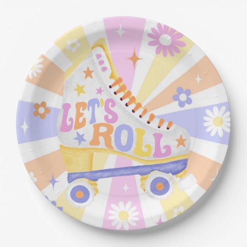 Retro Roller Rink Birthday Party Paper Plates