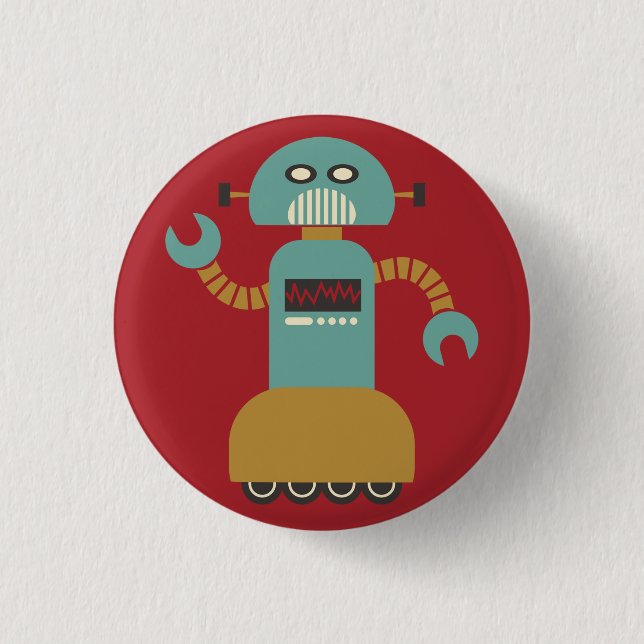 Retro Roller Robot Flair Button (Front)