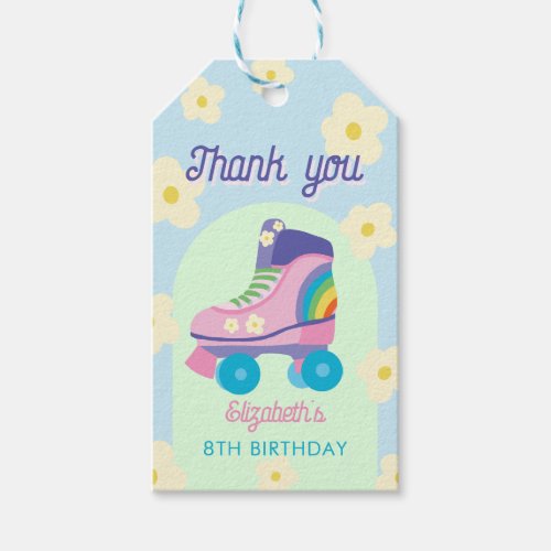 Retro Roller Skate Birthday Daisy Gift Tags