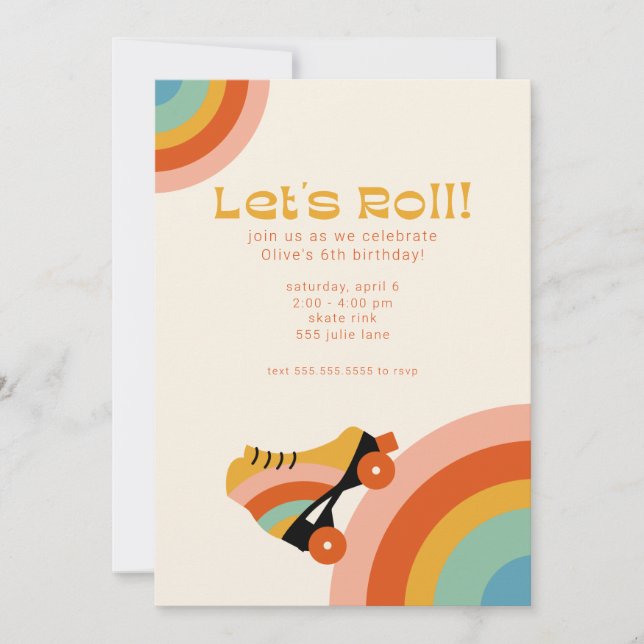 Retro Roller Skate Birthday Party Invitation (Front)