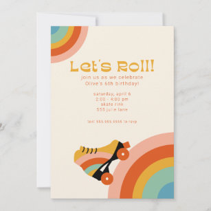 Retro Roller Skate Birthday Party Invitation