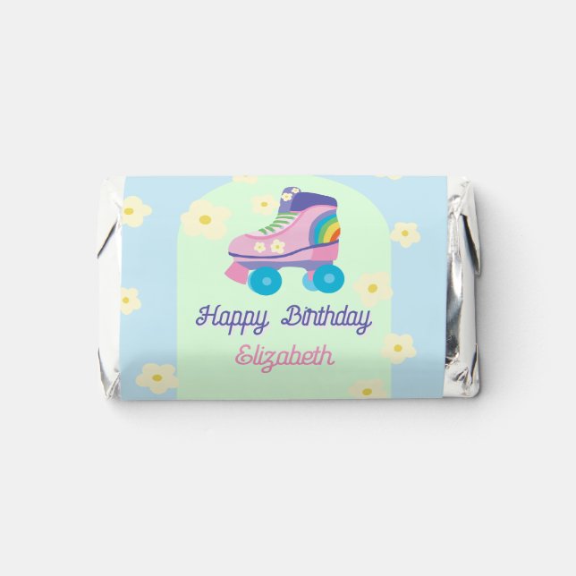 Retro Roller Skate Happy Birthday Daisy Hershey's Miniatures (Front)