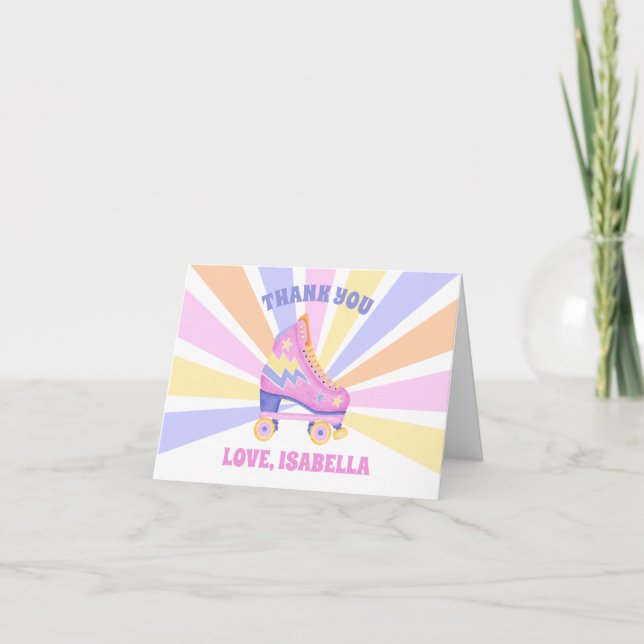 Retro Roller Skate Letterpress Thank You Card (Front)
