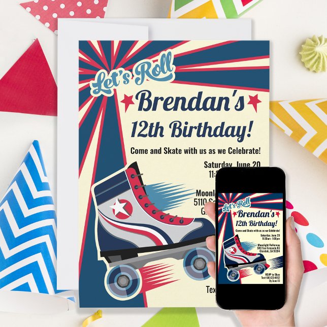 Retro Roller Skate Party Invitation (Creator Uploaded)