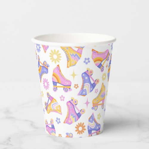 Retro Roller Skate Party Pattern Paper Cups