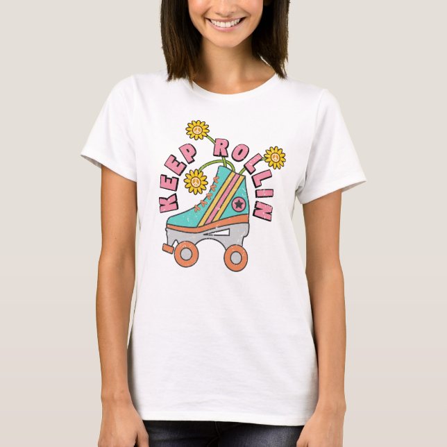 Retro Roller-Skates - 70's-80's Vintage T-Shirt (Front)