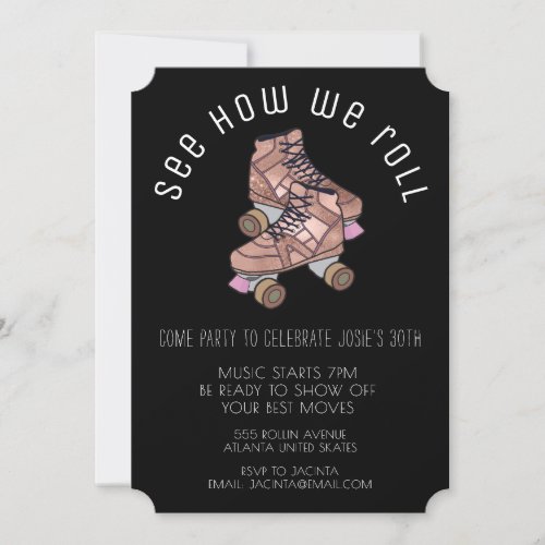 Retro Roller Skates Birthday Party Invitation