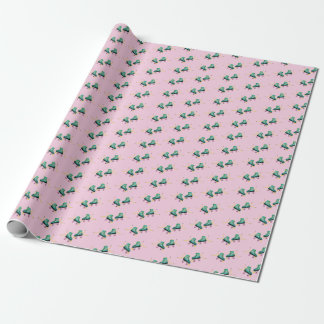 Retro roller skates: pink pattern. wrapping paper