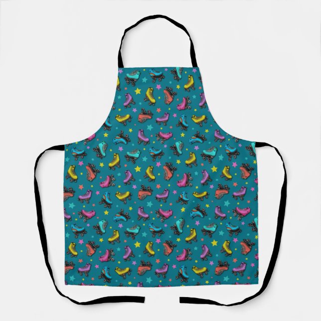 Retro Roller Skates & Stars Apron (Front)
