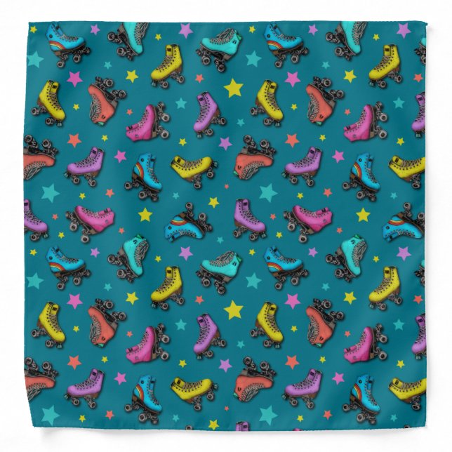 Retro Roller Skates & Stars Bandana (Front)