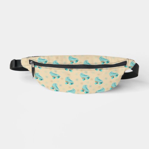 Retro Roller Skates Teal and Tan Patterned Fanny Pack