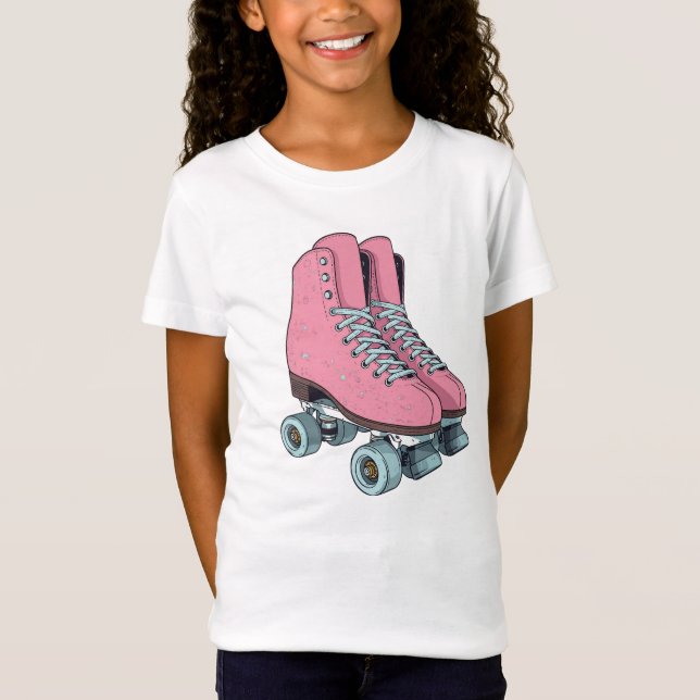 Retro Roller Skates – Vintage  Girls T-Shirt (Front)