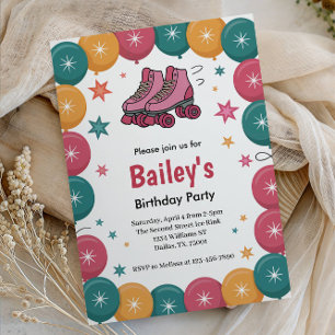 Retro Roller Skating Birthday Invitation