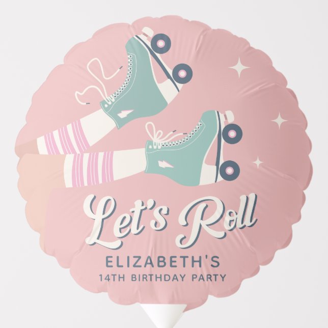 Retro Roller Skating Birthday Party Balloon (Front)