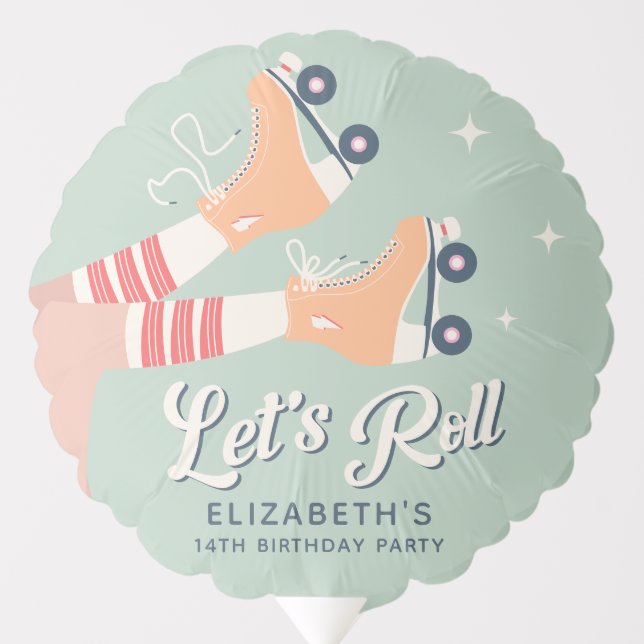 Retro Roller Skating Birthday Party Balloon (Front)