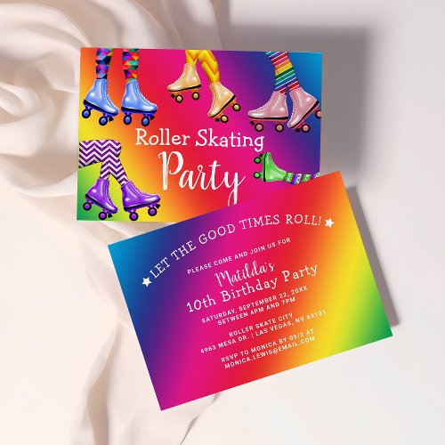 Retro Roller Skating Birthday Party Invitation