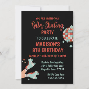 Retro Roller Skating Birthday Party Invitation