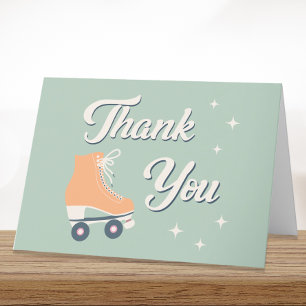 Retro Roller Skating Birthday Party Letterpress Thank You Card