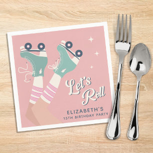 Retro Roller Skating Birthday Party Napkins