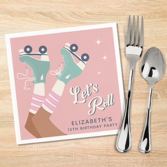 Retro Roller Skating Birthday Party Napkins (Creator Uploaded)