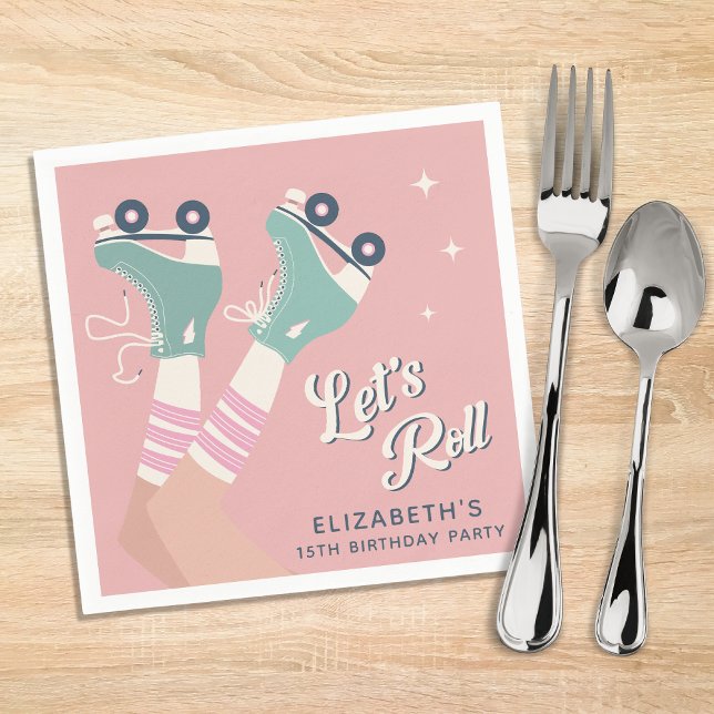 Retro Roller Skating Birthday Party Napkins (Creator Uploaded)