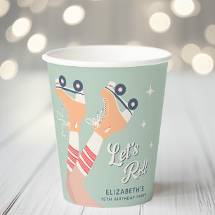 Retro Roller Skating Birthday Party Paper Cups